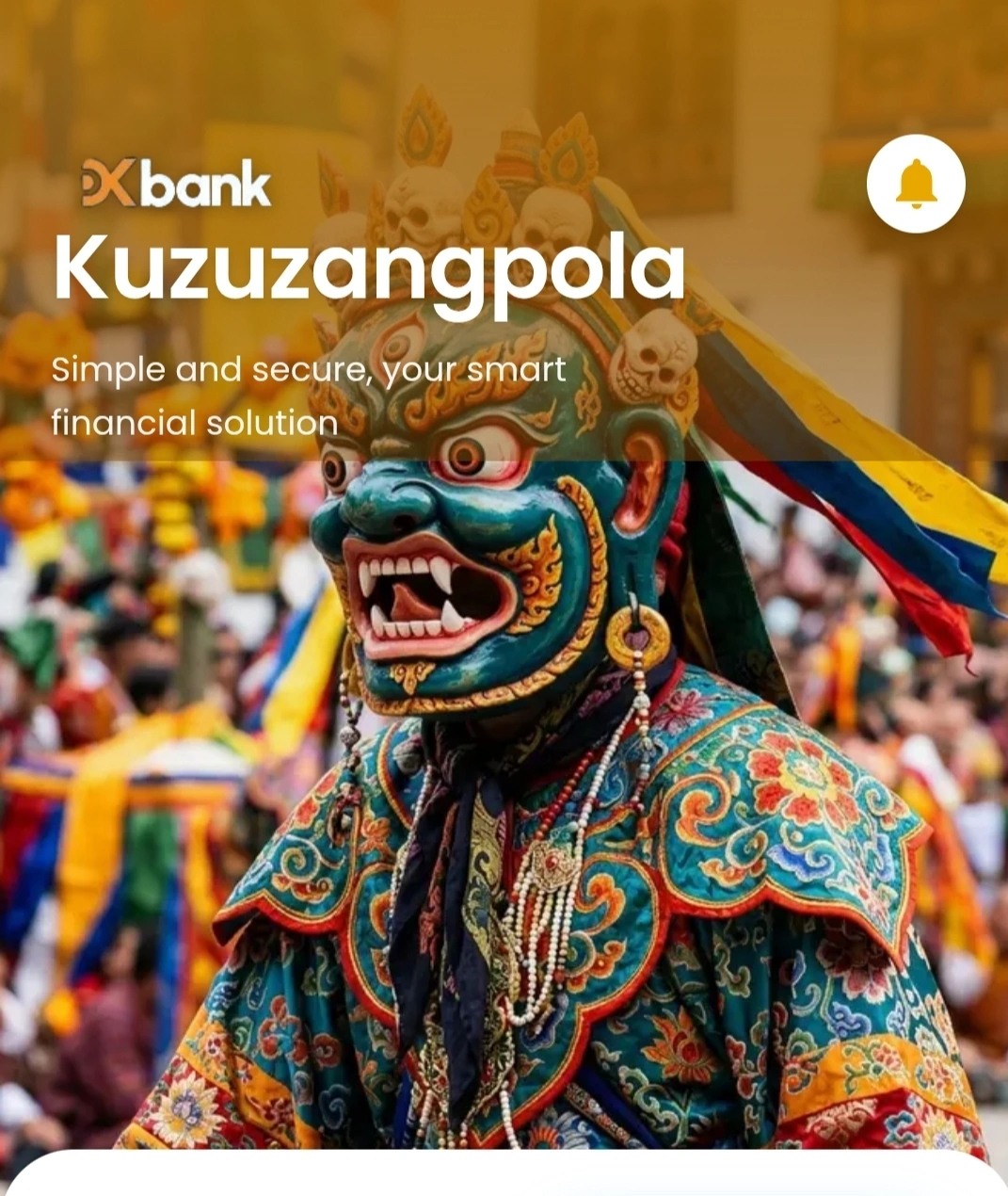 Bhutanese masked dancer in ornate turquoise ceremonial dress
